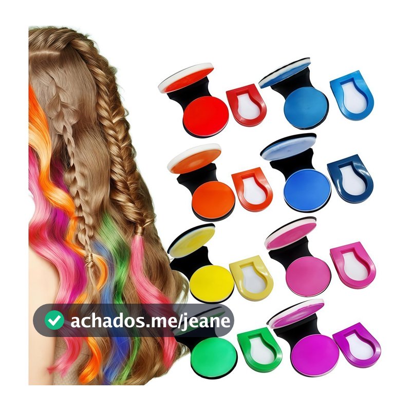 Kit de Giz de Cabelo com 6 Cores/Spray Temporário para Cabelo DIY/Ideal para Festa/Carnaval