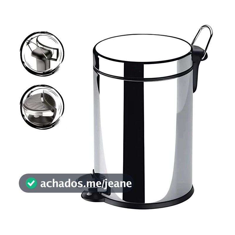 Lixeira Inox Cozinha/Banheiro com Tampa e Pedal 20L