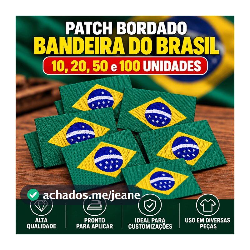KIT Etiqueta Bandeira Brasil-termocolantes - Para roupas/croche/mochilas/tecidos em geral