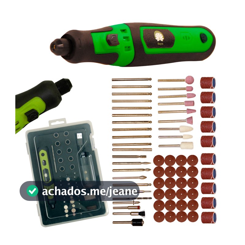 Micro Mini Retifica Lixadeira 300W Com Maleta e 65 Acessórios a Bateria 3.7V USB-C