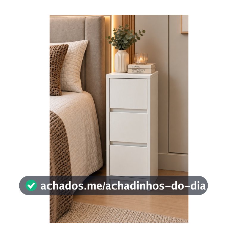 Mesa de cabeceira de chão com 3 gavetas mdf 15mm 25x60x30