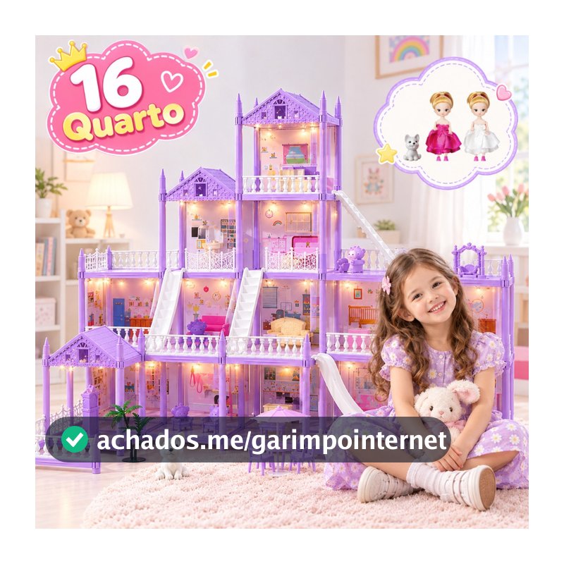 Casas De Boneca DIY 16 Quartos 2 Bonecas Villa Princesa Castelo Presente De Aniversário Casa，brinquedos pedagogicos