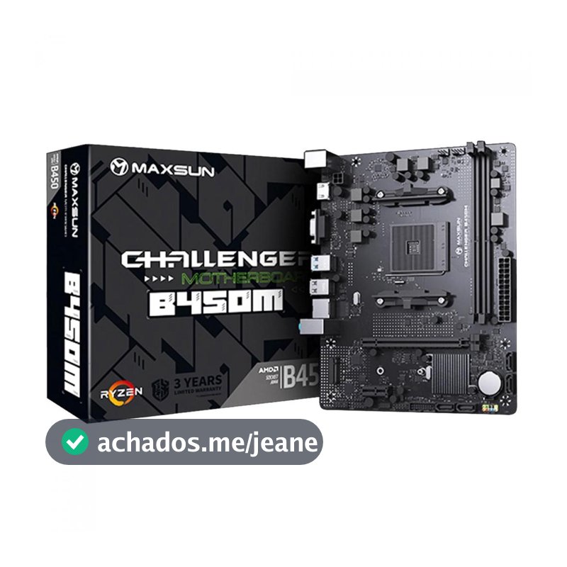 Placa Mãe MAXSUN B450M MS-Challenger, Chipset B450, AMD AM4, mATX, DDR4, Preta