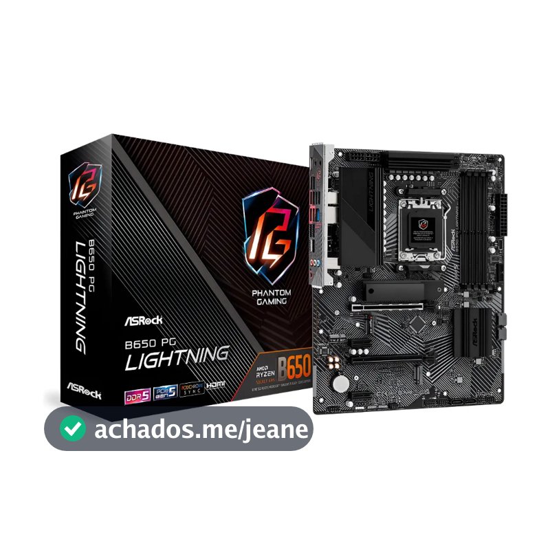 PLACA MAE ASROCK B650M PG LIGHTNING - RYZEN AM5 - DDR5 - MATX - M.2 - HDMI/DISPLAYPORT