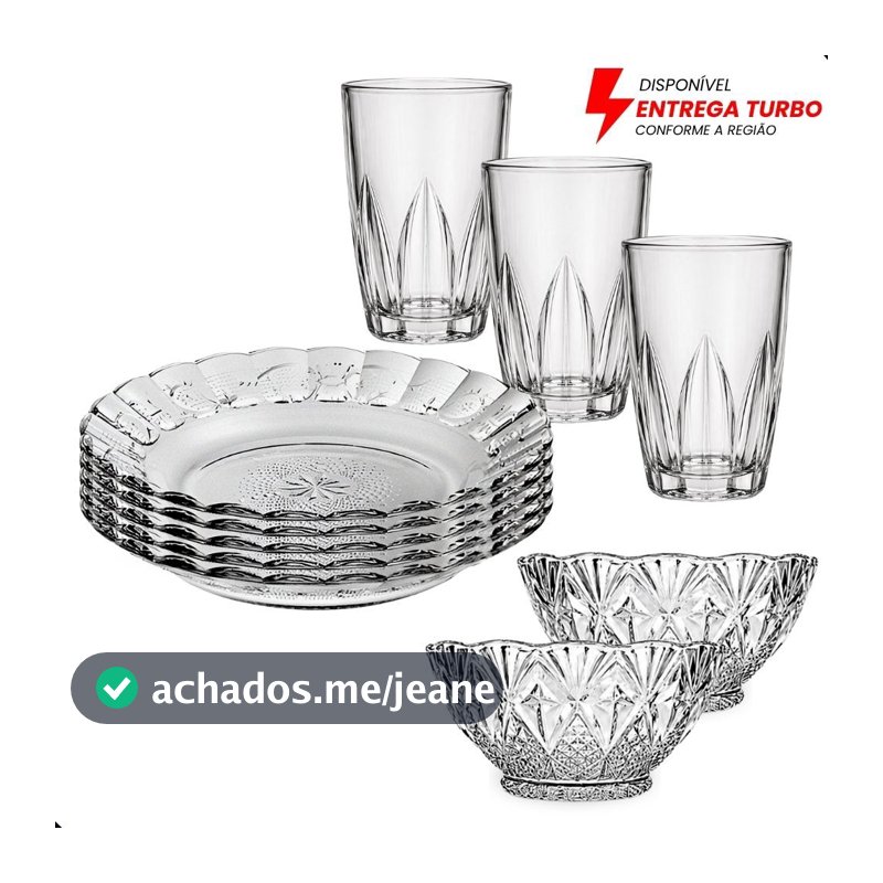 Aparelho De Jantar 18 Peças - Pratos Fundos, Copos 240ml e Tigelas de Sobremesa - Ideal Para Almoço e Jantar