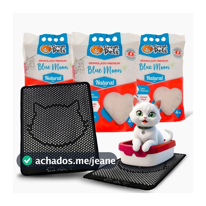 Kit 3 Areia Blue Moon Great Pets 4kg E Tapete Coletor Mypetone
