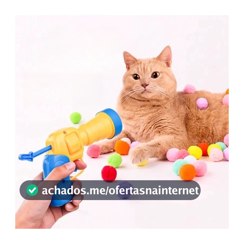 Brinquedo Interativo Para Gatos Arminha de Bolinha Lançador Seguro e Reutilizável