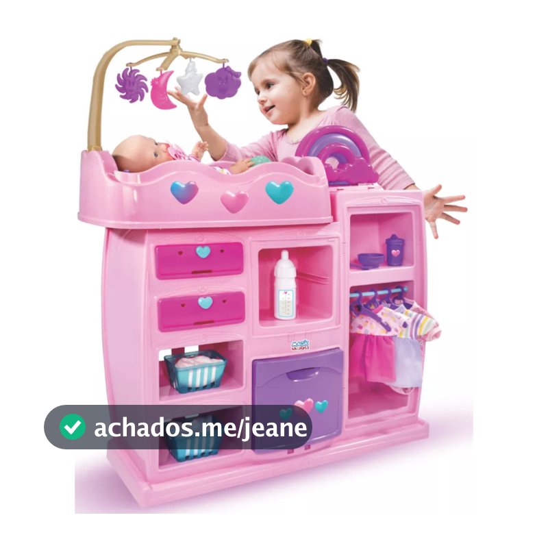 Quarto de Boneca Dos Sonhos 2 em 1 Berço com Roupeiro e Banheira com Ducha - Magic Toys 8104