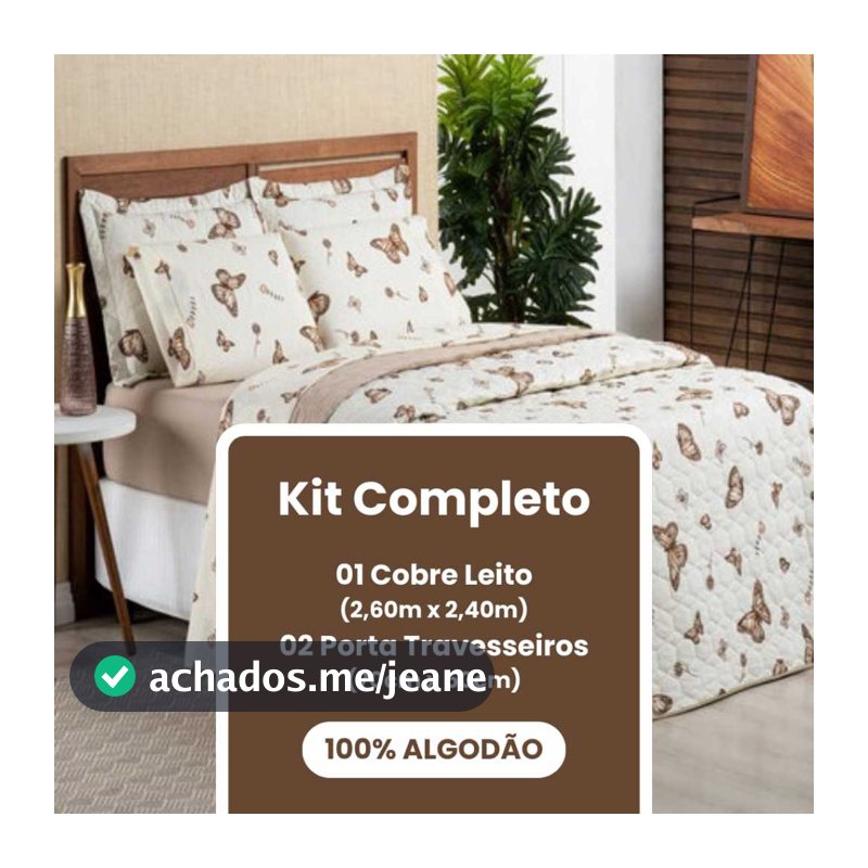 Kit 3 Peças Cobre Leito Cama Queen Borboleta Clássica Dupla Face