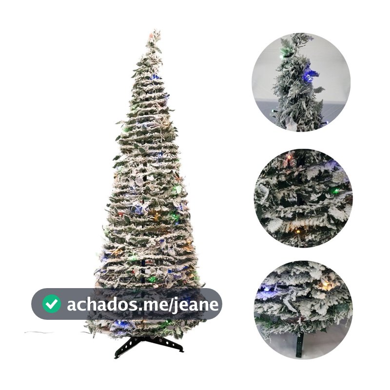 ÁRVORE NATALINA NEVADA RETRATIL C/98LED COLOR 1,5MTS BIVOLT