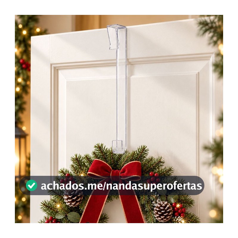 Gancho Suporte para Guirlanda de Natal - Transparente - 1 unidade - Cromus | para Pendurar Porta Decoração Natalina