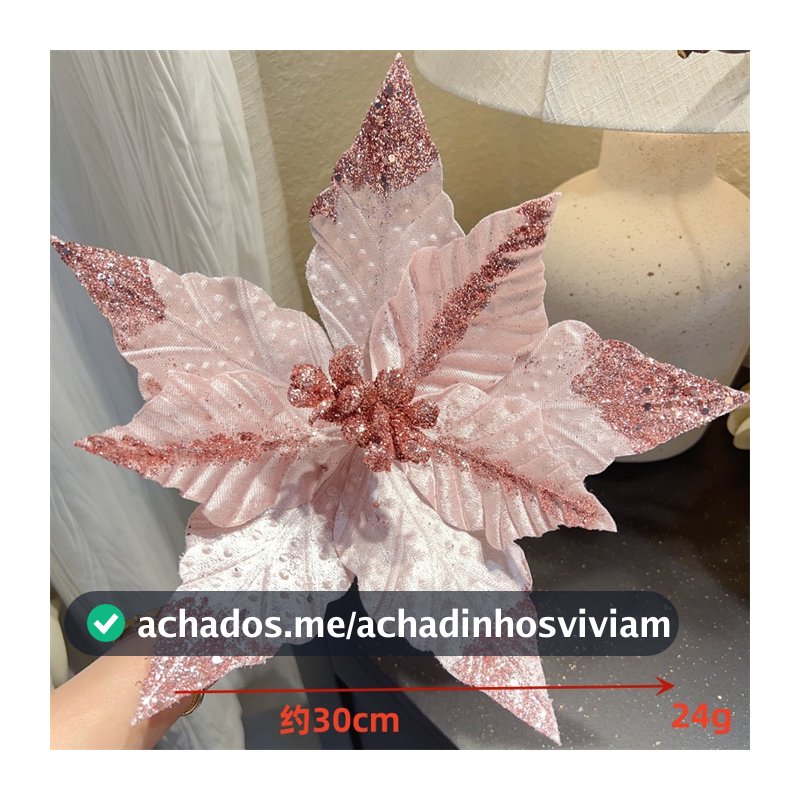 30cm Flor de Natal Flor de Natal Rosa Grande Flor de Natal Ouro Lantejoulas de Natal Flanela de Natal Simulação Flor de Natal Flor de Natal Vermelha Dourada Decoração da Árvore de Natal