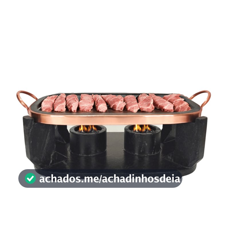 Churrasqueira (Grelha RETA + Fogareiro) de Pedra Sabão