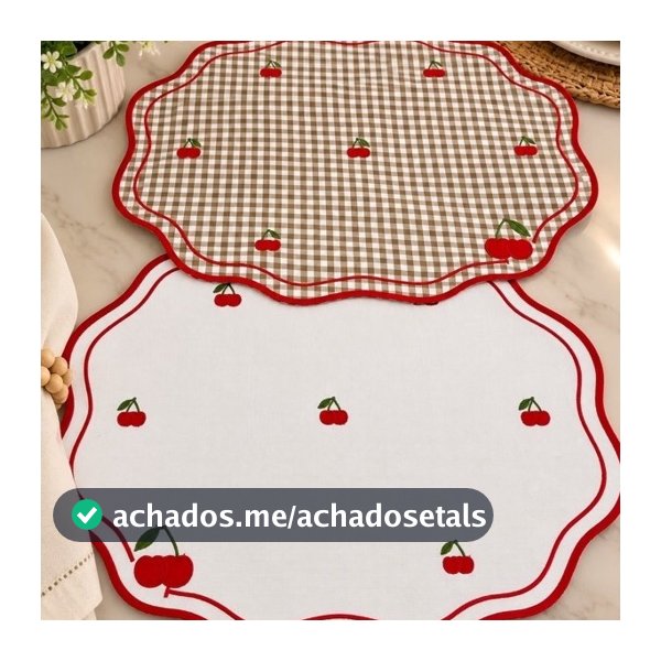 Kit com 2 Lugares Americanos de Cereja – Dupla Face e Impermeável