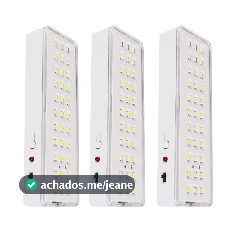 Kit 3 Luminaria de emergencia 30 leds 2W Branco Frio