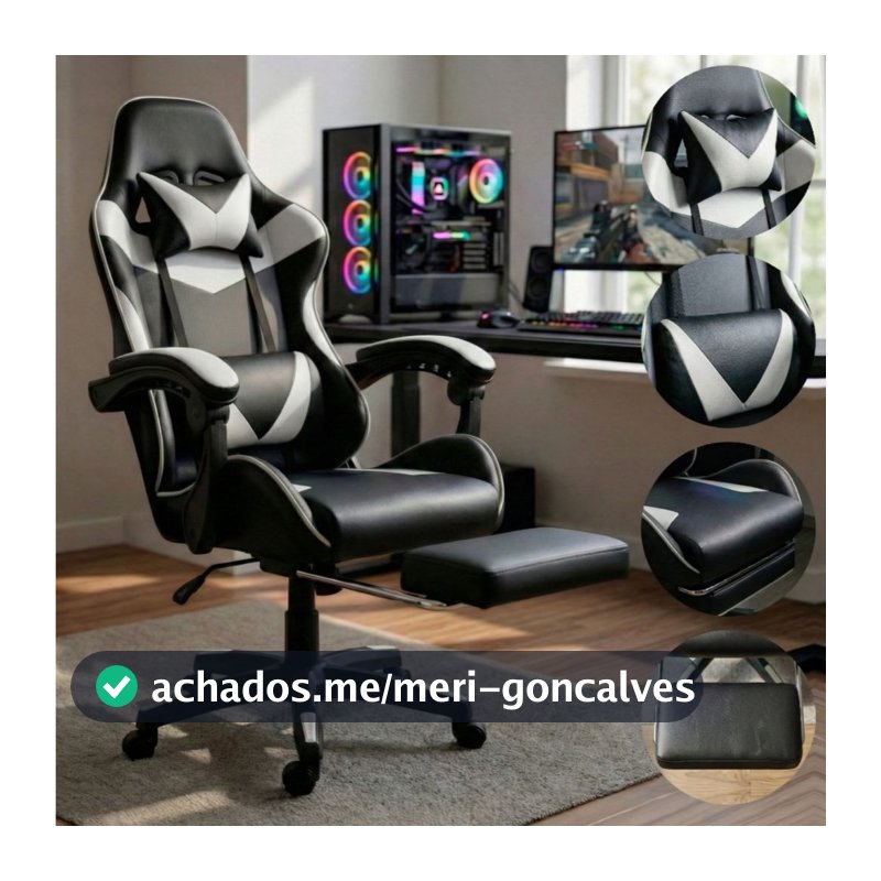 Cadeira Gamer Profissional Escritório Ergonômica Reclinável Confortável Com Rodinha E Apoio Para Pés