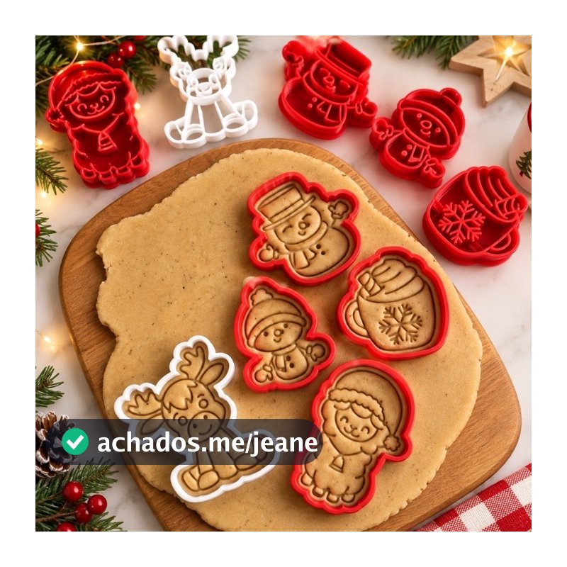 Cortadores e Marcadores de Bolachas de Natal | Kit Cortador para Biscoitos Natalinos | Moldes para Confeitaria