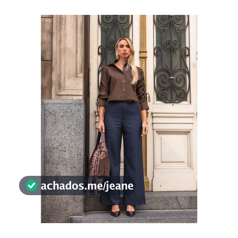 Calça Alfaiataria Risca de Giz com Bolsos Laterais