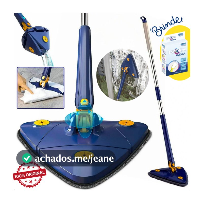 Mop Giratório Limpeza Esfregão Rodo Mágico Banheiro Chão Janela Faxina ORIGINAL Top House + BRINDE
