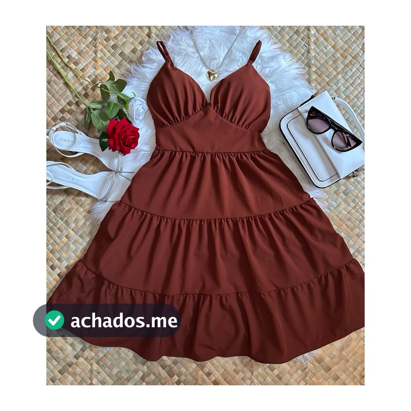 Vestido Curto Feminino de Alcinha Crepinho Forrado com Bojo Não Amassa Verão Tamanho Único