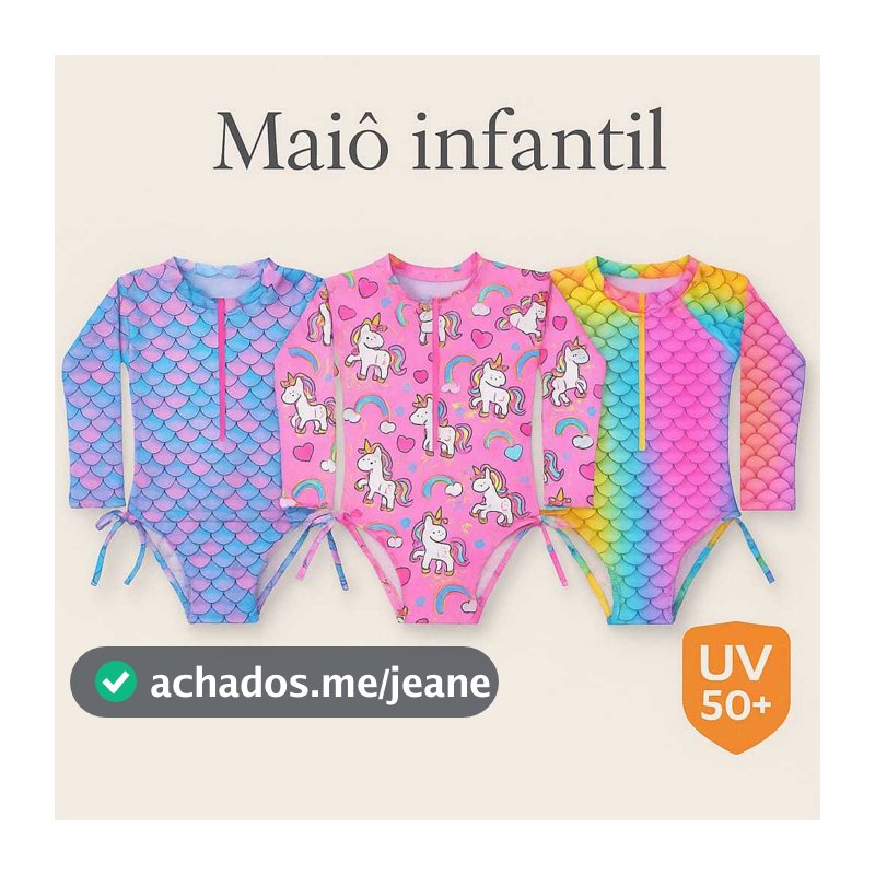 Maiô Natação Infantil Biquíni Manga longa Proteção Solar Uv