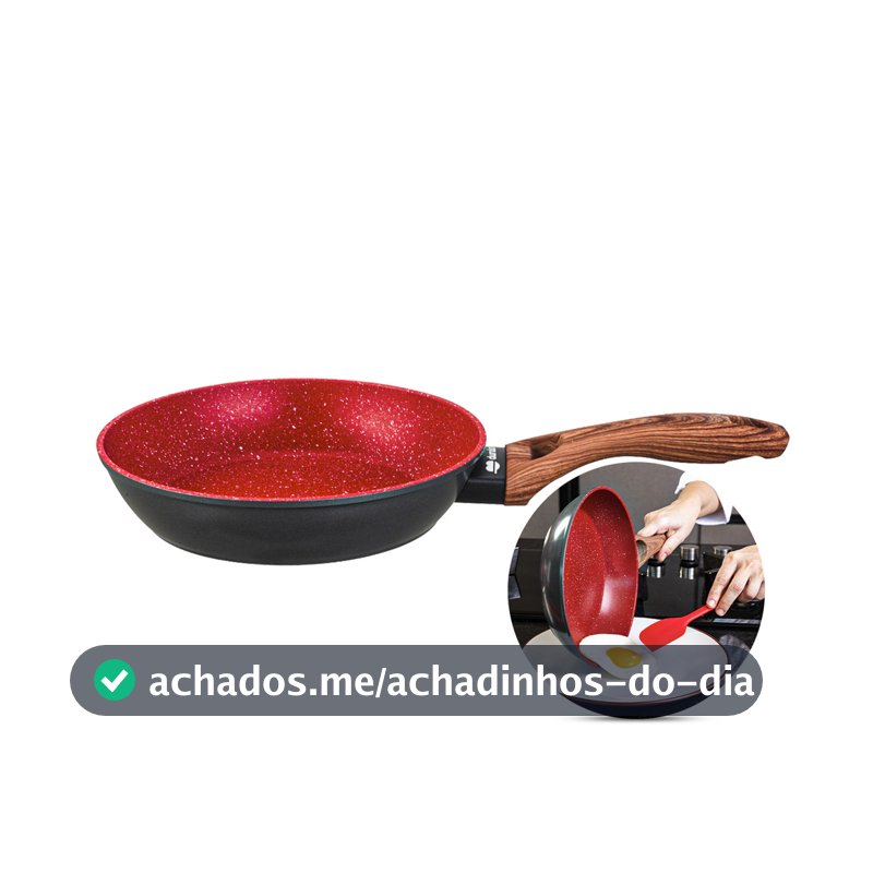 Frigideira Cerâmica Antiaderente N24 Red Marble Indução Fogão Cooktop Vermelho Duralar