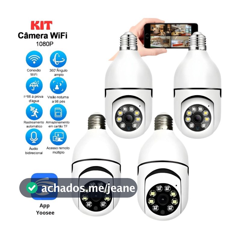Câmeras de Segurança Full HD Rosquear a Prova D'água Infravermelho Lâmpada Sem Fio Wifi 360°