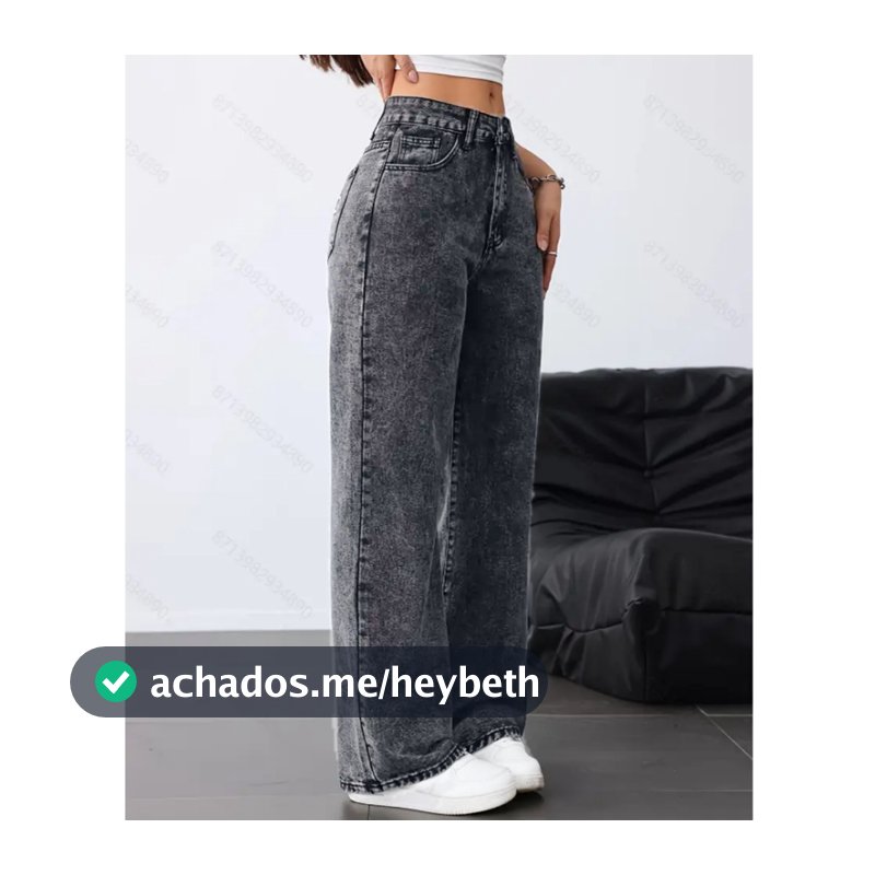 Calça Jeans Feminina Wide Leg rasgada pantalona