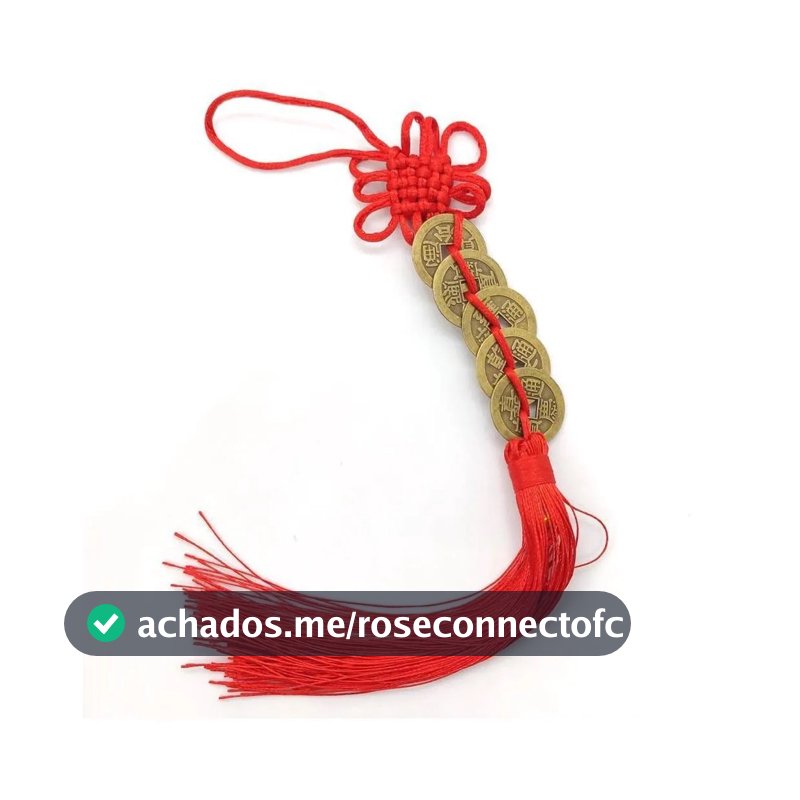 Chaveiro Amuleto Moeda Chinesa Móbile 5 Moedas Ching - Talismã Da Sorte, Prosperidade e Proteção