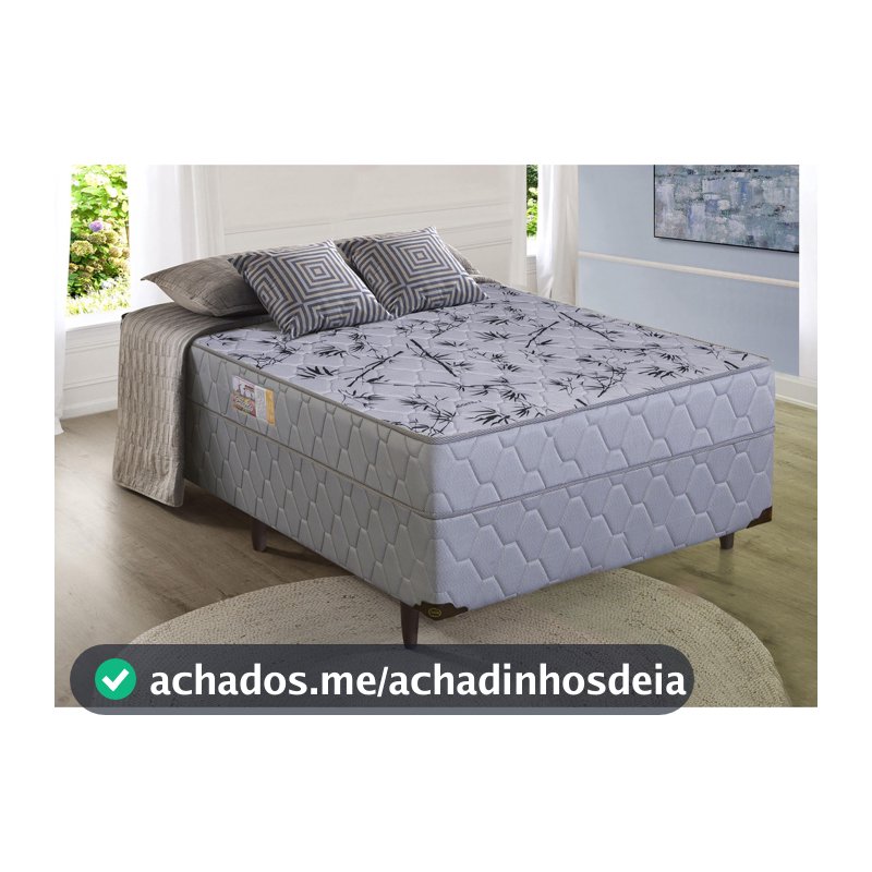 Cama box D28 Holanda Casal Ortopédico 138x188x51 cinza - Sofá Casa