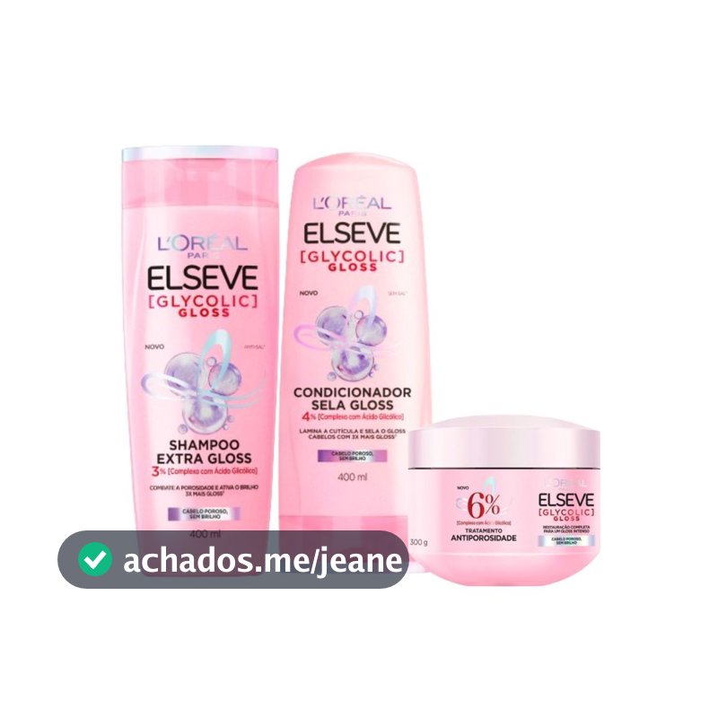 Kit Glycolic Gloss - Shampoo 400ml + Condicionador 400ml + Creme de Tratamento 300g