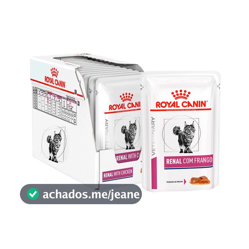 Kit 12 Ração Úmida Sachê Royal Canin Veterinary Diet Renal Gatos Adultos 85g