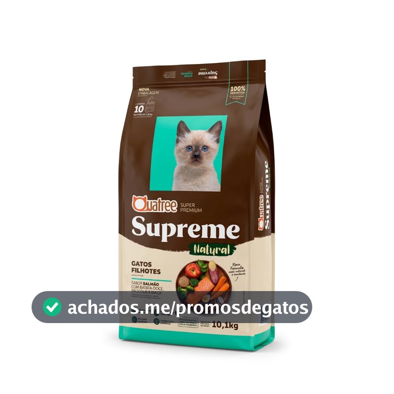 Ração Gatos Filhotes Quatree Supreme Salmão E Batata Doce 10kg Crescimento Saudável