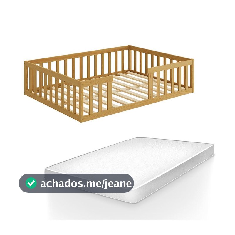 Cama Montessoriana Madeira Maciça Reforçada + Colchão Casal
