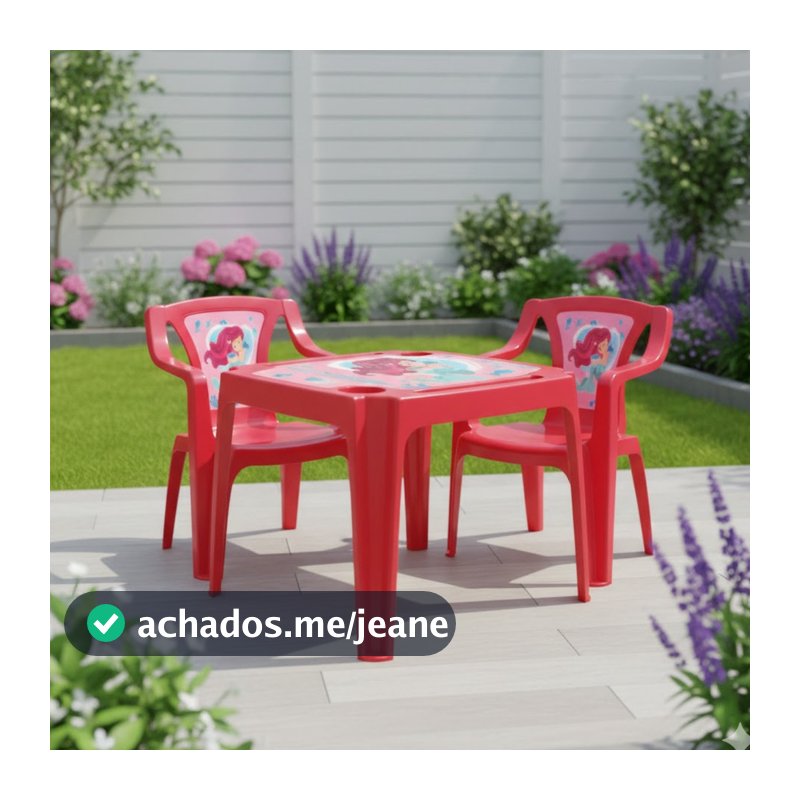 Kit Mesa Infantil + 2 Cadeiras Com Label rosa Arqplast menina mesinha cadeirinha resistente plástico