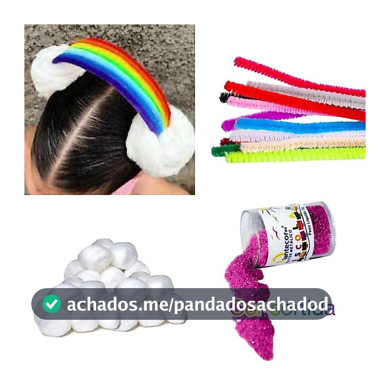 Kit Cabelo Maluco Arco Íris 25 peças
