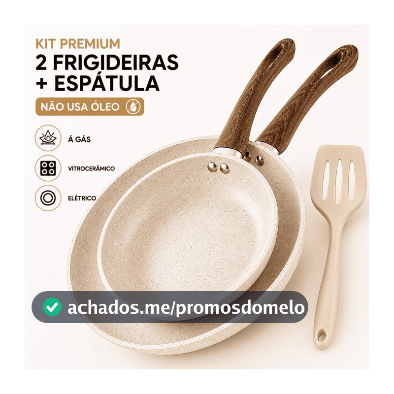 Jogo de Frigideira Cerâmica Antiaderente Fogão Cooktop Indução Gás Fundo Triplo Cabo Soft Touch Livre PFOA Cozinha
