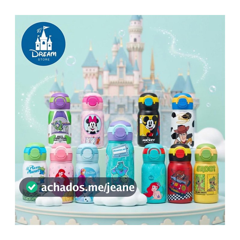 Garrafas Térmicas Personagens Disney Inox Bocal Duplo 500ml