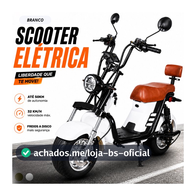Scooter Elétrica 1000W Motinha Elétrica 32km/h Bicicleta Elétrica Até 150kg