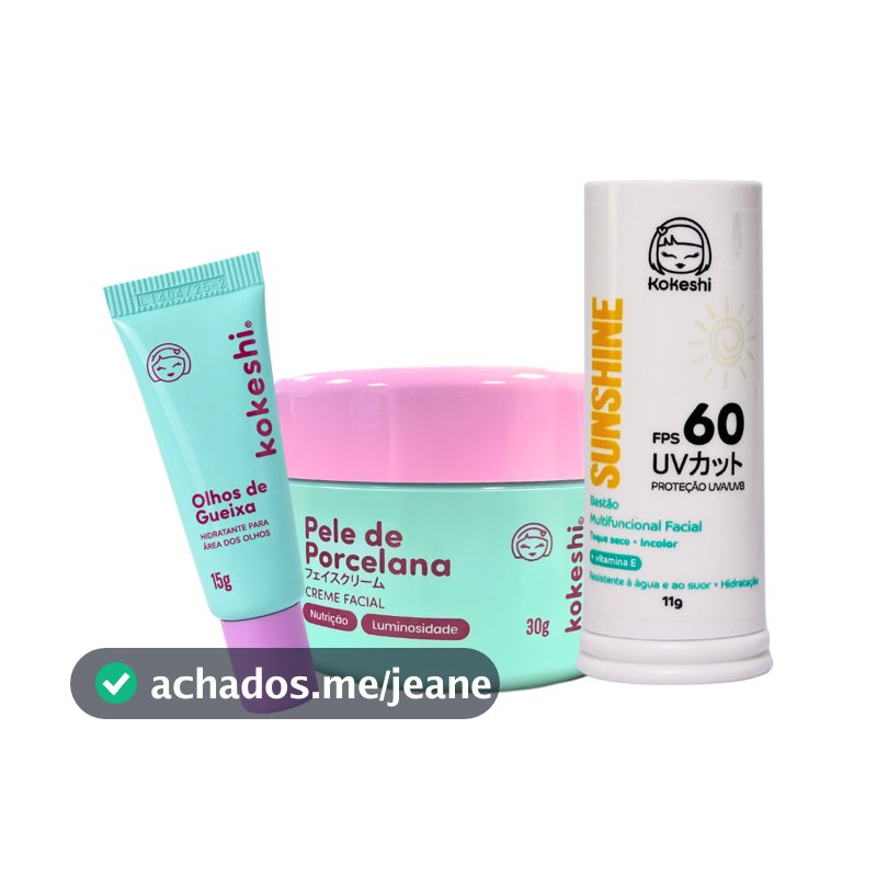 Kit Bastão Facial FPS60 Renovadores Pele Porcelana Kokeshi