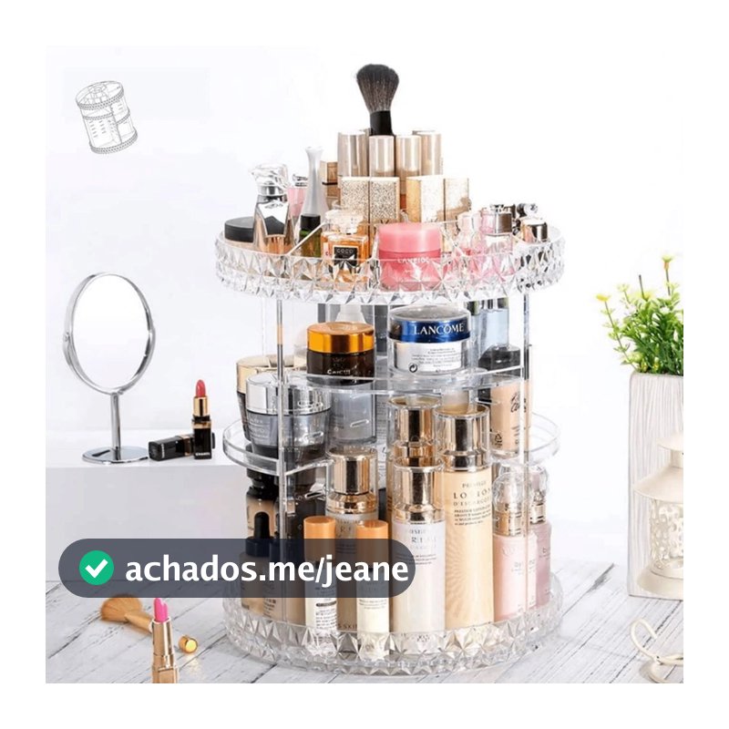Organizador de maquiagem Acrílico  Giratório 360º Suporte Para Cosméticos