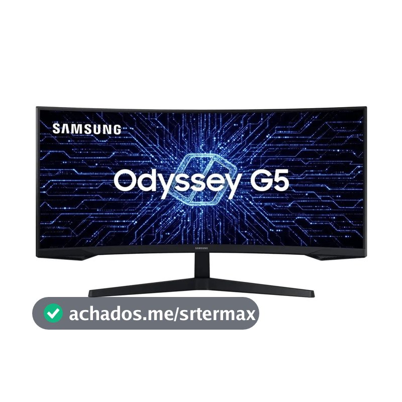 Monitor Gamer Samsung Odyssey G5 34" UWQHD, Tela Curva Ultrawide, Painel VA, 165Hz, 1ms, HDR10, HDMI, DP, FreeSync