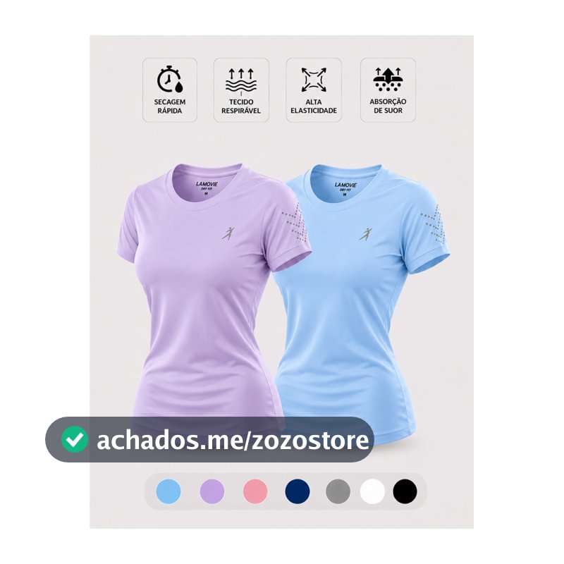 Kit 2 Camisetas Dry Fit Feminina Cores do Verão 2026 Academia Fitness Caminhada Corrida Proteção UV