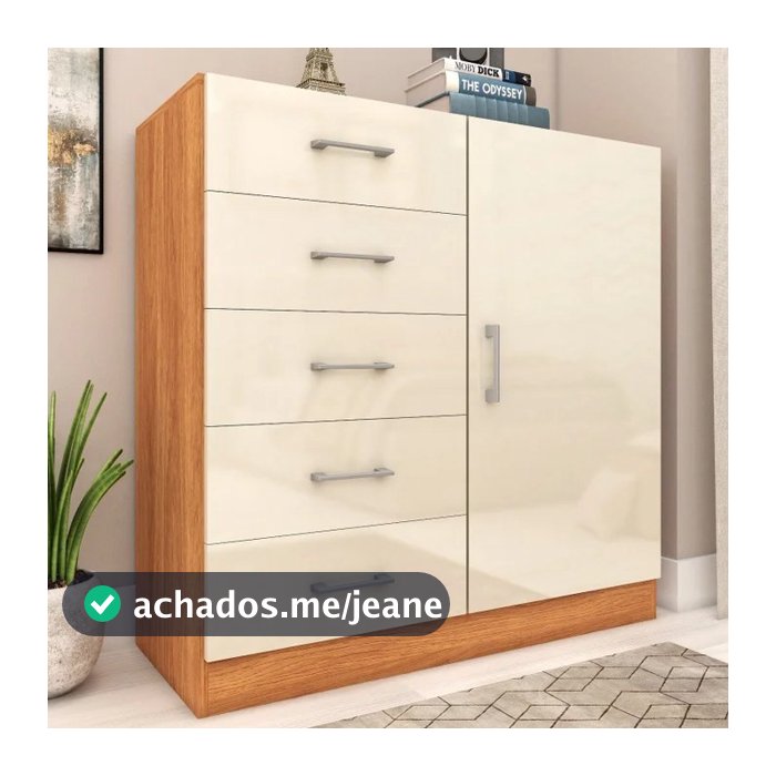 Cômoda Paolo 5 Gavetas 1 Porta Sapateira  Shark Móveis