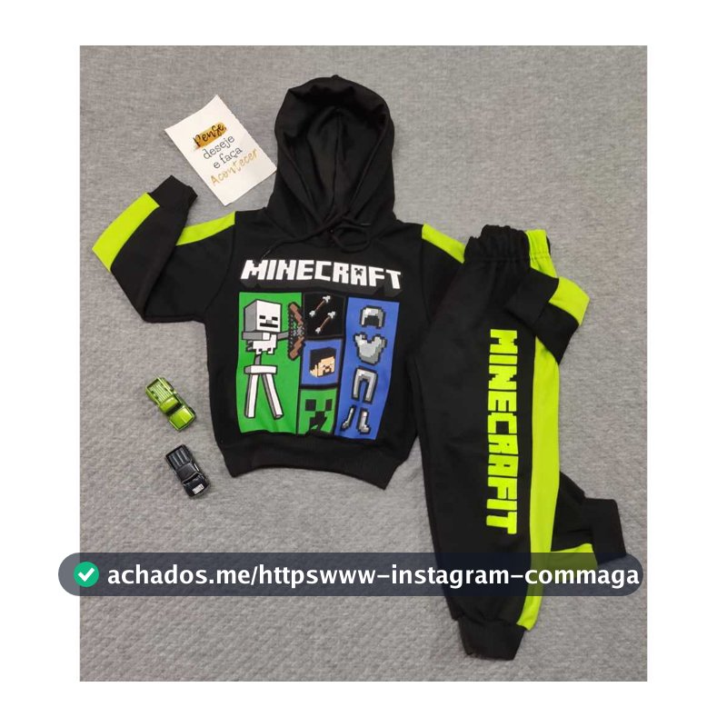 Conjunto Infantil Criança Mine Craft Roupa Infanto Juvenil Menino Masculino Inverno Frio Calça Casaco Moletinho