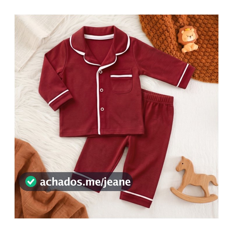 Pijama Americano Bebê em Cotton Algodão | Conjunto Pijama Infantil  p/ Menino e Menina | P M G