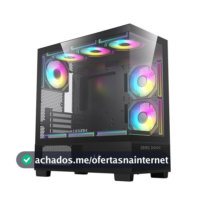Gabinete Gamer Acegeek Echo Mini, Mini-Tower, Lateral de Vidro, Preto, AG-ECHO-MINI-BK