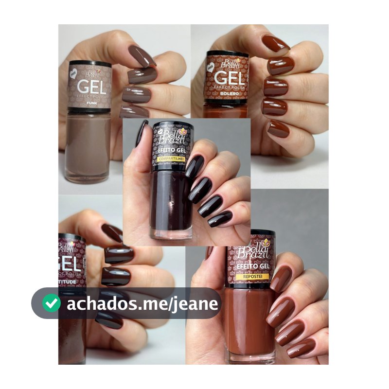 Kit 5 Esmaltes Bella Brazil EFEITO GEL Seca Sem Cabine 9ml
