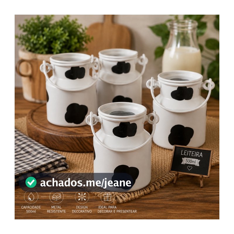KIT 10 Leiteiras de Alumínio com Mancha Vaca 500ml