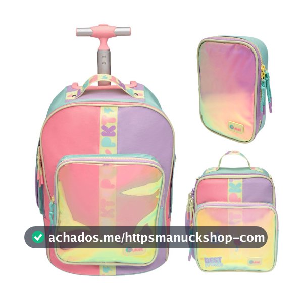 Kit Mochila + Lancheira + Estojo Color Block Puket
